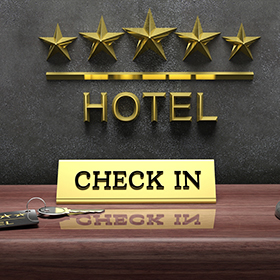 A photo of hotel check in front desk